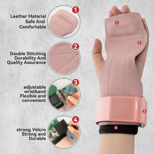 Agarraderas Profesionales Rosas para Levantamiento de Pesas, Antideslizantes, de Microfibra, para Gimnasio, para Mujeres, con Soporte Acolchado para Muñeca, Logotipo Personalizado - Product Image 4