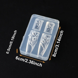 5D Tulip ikatan kuku jimat silikon cetakan manis Bowknot desain seni ukiran Resin cetakan motif bunga lembut cetakan cetakan cetakan alat - Product Image 4