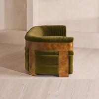 Muebles de lujo privados hechos a medida para sala de estar, sofá Chesterfield modular de terciopelo de tres plazas con estructura de madera de raíz.