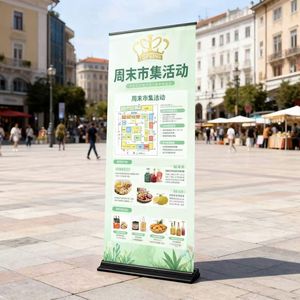 حامل قابل للسحب متين للاستخدام الخارجي 2026 - ألومنيوم أسود 85×200 سم للعروض الترويجية في الشوارع |   طباعة الشعار، عينة - Product Image 1