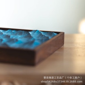 Peinture décorative océanique sculptée sur bois, art mural 3D en bois massif, style japonais minimaliste, fait main - Product Image 5