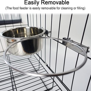 ชามแขวนสแตนเลสสำหรับสัตว์เลี้ยง ชามอาหารน้ำสำหรับนกแก้ว กระต่าย พร้อมตะขอ - Product Image 5