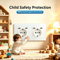 Prise murale UBARO 153 mm 2 gangues EU avec USB A+C 5V2A, panneau en verre trempé blanc, 16A 250V, série M, double prise électrique Schuko