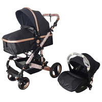 Poussette 3-en-1 haut de gamme avec siège auto pour bébé, cadre pliable en alliage d'aluminium, système de voyage pour bébé, landau pour nourrisson