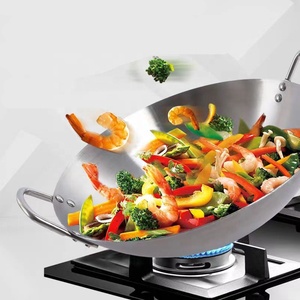 Pots durables de couleur naturelle et wok polyvalent en acier pour restaurant <span class=keywords><strong>chinois</strong></span> et hôtel avec poignée unique - Product Image 5