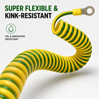 Câble flexible en TPU enroulé avec borne annulaire pour équipement industriel, connexion à la terre, câble spiralé personnalisé