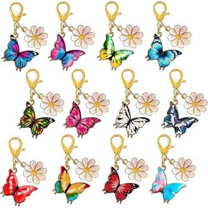 Butterfly Daisy Stitch Markers Crocheting Knitting Cute Enamel Zipper Pull Charms for Jackets Backpacks Crochet Supplies Gift - Product Image 1