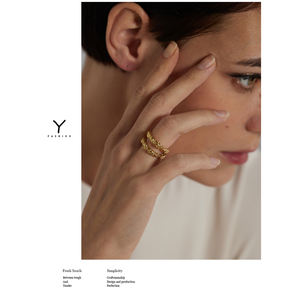 JINYOU-Bague en métal à texture tendance 1792, bijoux simples, bague ronde en acier inoxydable, <span class=keywords><strong>2025</strong></span> - Product Image 5