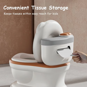 Siège de toilette d'apprentissage portable et confortable pour enfants, en plastique, avec simulation musicale et boîte de rangement pour mouchoirs - Product Image 2