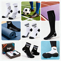 Chaussettes de football WTD Grip Anti-dérapantes Logo imprimé numérique Spandex/Polyester/Coton Chaussettes de sport personnalisées pour hommes