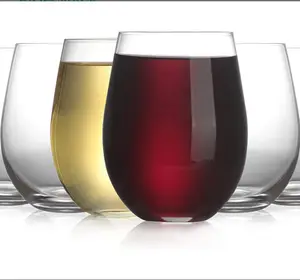 Red Or White Wine Set Of 4 -15-Ounces Spirits Thick Stemless Wine Glass Glassware For Wedding Party