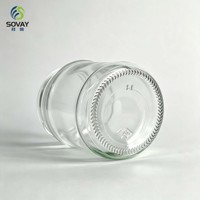 9.3*7.2cm 280ml Stoples Makanan Kaca Pendek Transparan dengan Leher Berulir, Wadah Kaca Serbaguna untuk Penggunaan Rumah Tangga & Komersial