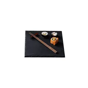 High Quality Materials Durable Use Natural Stone Black Slate Dishes Serve Plates