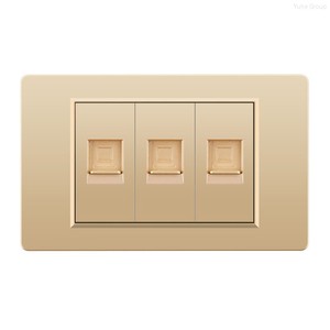 Prise murale RJ11 standard américaine en panneau PC doré, avec connecteur JC et interrupteur combiné - Product Image 6