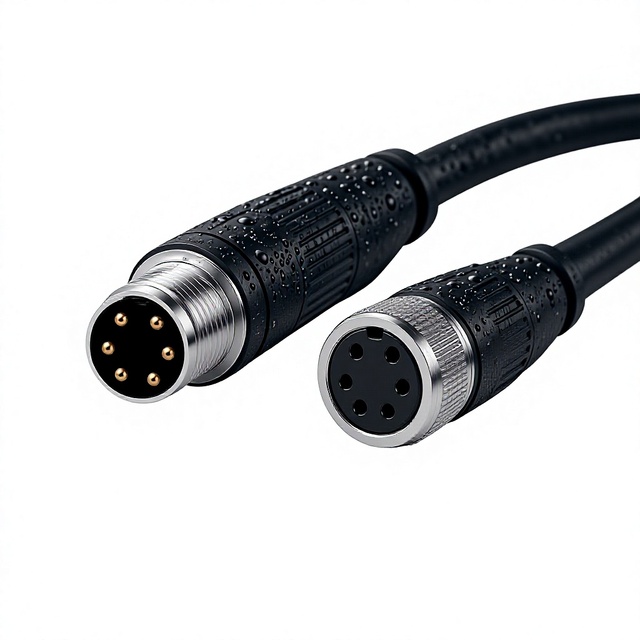 HYF M12 6-Pin A-Coded Connector Cable Assembly Straight Male to Female Industrial Plug IP67 Waterproof Wire