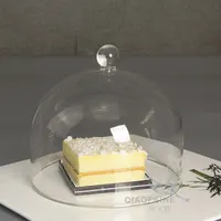 दौर केक गिलास गुंबद भोजन की थाली के लिए ढक्कन स्पष्ट गिलास गुंबद पाक केक खाने के बाद मिठाई प्रदर्शन थाली कवर