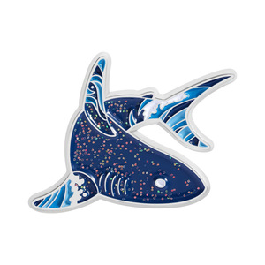 Nuevo broche decorativo con diseño de nicho de criaturas marinas, tiburón, rayo, ballena, cielo estrellado azul creativo - Product Image 6