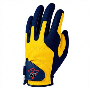 Gant de golf en cuir PU jaune et bleu marine avec logo WI imprimé par transfert thermique, fermeture auto-agrippante, antidérapant, main droite, unisexe - Product Image 5