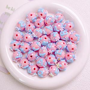 Perles acryliques 3D peintes à la main, perles colorées en forme de diamant, perles lâches de 16 mm de forme irrégulière pour chaîne de téléphone portable DIY - Product Image 3