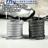 Lacets plats argentés scintillants avec breloques nœud perlé – Lacets décoratifs de remplacement pour baskets et chaussures de sport