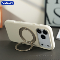 Coque de téléphone VAWI S075 avec béquille rotative à 360 degrés, en silicone liquide, pour iPhone 17 16 15 14 13 Pro Max Plus