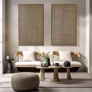 Peinture texturée Wabi-Sabi peinte à la main sur toile, décoration murale pour villa de luxe, décoration intérieure minimaliste - Product Image 1