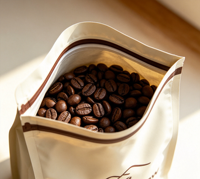 Café en grains mat écologique et durable, crème de café, 250g 500g 1kg, qualité alimentaire, sac refermable à fond plat en PE recyclable