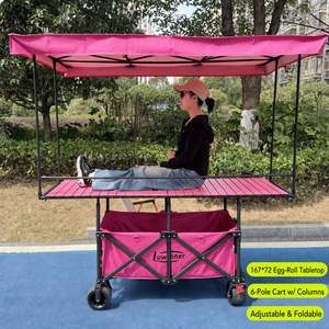 Carrito de Puesto de Mercado Plegable <span class=keywords><strong>Pequeño</strong></span>, Nuevo Modelo con Mesa Grande y Toldo Elevable - Product Image 4
