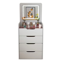 Coiffeuse Moderne Simple Multifonctionnelle avec Miroir Rabattable et Armoire de Rangement Compacte