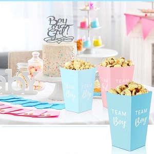 Boîtes à popcorn en papier recyclable pour garçons et filles pour les fêtes prénatales, les anniversaires, les emballages de nourriture et de friandises - Product Image 2