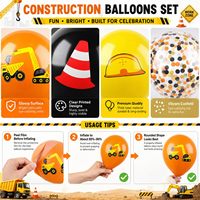 Ensemble de ballons en latex imprimés thème architectural, 12 pouces, pour décoration de fête d'anniversaire sur le thème des camions, fête prénatale pour enfants, thème zone de construction, événement sur le thème du transport