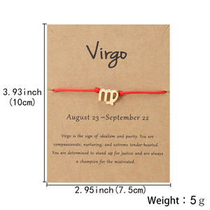 Pulsera de plata y oro con signo del zodiaco, horóscopo, cuerda trenzada ajustable, amistad, joyería de regalo, 12 Uds., venta al <span class=keywords><strong>por</strong></span> mayor - Product Image 4