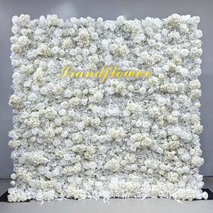8 * 8ft Roll up çiçek duvar yapay beyaz ortanca gül çiçek duvar düğün arka plan dekorasyon için - Product Image 6