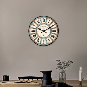 Horloge murale rustique vintage <span class=keywords><strong>Paris</strong></span> 1979 avec chiffres romains pour la décoration de la maison de campagne française, salon, chambre à coucher - Product Image 4