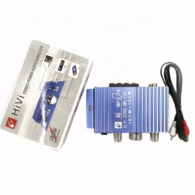 Professional 12v Dc Mp3 Bass Audio Power Amplifiers A6 Hifi Stereo Amplifier