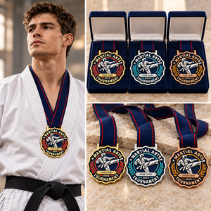 Sports Competition Medals Custom Martial Arts Tournament Gold Silver Bronze Medal Set with <b>Ribbon</b> OEM ODM medal manufacturer - Product Image 2