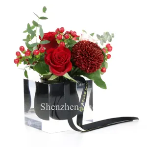 5英寸黑色简约风格透明立方体数控亚克力各种颜色花瓶迷你勺花瓶最佳礼品