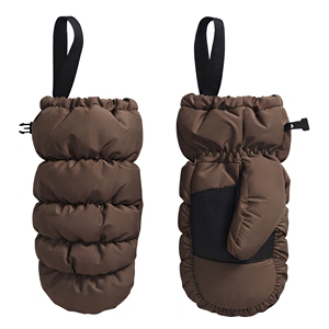 Manoplas Marrones de Invierno con Correa Negra, Guantes Térmicos para Exteriores, Estilo Casual, Largo hasta la Muñeca, Material de Poliéster y Algodón - Product Image 1