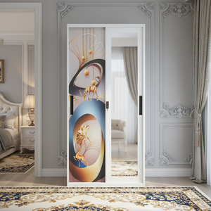 Armario de Acero Impreso con 2 Puertas Corredizas y Espejo, Diseño Personalizado, Armario Metálico para Almacenamiento <span class=keywords><strong>en</strong></span> Hoteles - Product Image 1