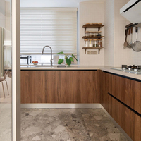 Meuble de cuisine de style américain, multifonctionnel, haut de gamme, en placage de bois, pour appartements et villas