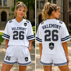 Ensemble deux pièces personnalisé pour femme : short en jersey mesh coupe ample et tenue de sport style universitaire pour fans d'équipe et streetwear - Product Image 2