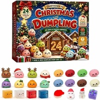Calendrier de l'Avent Mystery Dumpling TPR Squish : Jouets anti-stress solides en forme de dumpling à presser, boîte surprise, coffret cadeau pour enfants