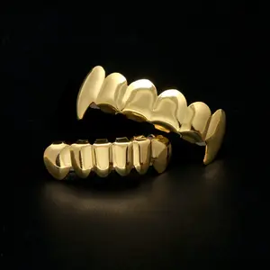 도매 고품질 패션 그릴 teethes 매력 사용자 정의 보석 힙합 치아 grillz 부드럽고 밝은 grillz 골드 치아