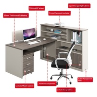 Bureau de personnel en PVC moderne en forme de L pour quatre, deux ou six personnes avec écran de séparation double et combinaison chaise