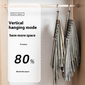 <span class=keywords><strong>Porte</strong></span>-pantalons en métal multifonctionnel, pliable télescopique et multi-niveaux, clip magique pour le rangement des vêtements dans la garde-robe - Product Image 2