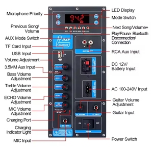 Scheda Amplificatore DSP BT ad Alta Potenza T28 per Altoparlanti Trolley da 8-18 Pollici, Modulo Amplificatore Audio per Esterni 60W <span class=keywords><strong>Mono</strong></span> <span class=keywords><strong>Stereo</strong></span> - Product Image 3