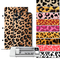 FONLYU - Adhesivo Decorativo 3D con Patrón de Leopardo en Relieve para la Parte Trasera del Teléfono Móvil, Compatible con Plotter de Corte de Película