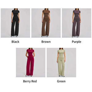 Set Sportivo da Donna Personalizzato, Traspirante, a Vita Alta, <span class=keywords><strong>per</strong></span> <span class=keywords><strong>Fitness</strong></span> e Corsa, Tinta Unita, Asciugatura Rapida, Pantaloni Yoga a Gamba Dritta, Abbigliamento Sportivo - Product Image 3