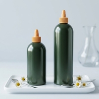 Bouteille souple en plastique vert mat de qualité alimentaire pour huile d'olive, pot à beurre de cacahuète, flacon à sauce 350ml 500ml 750ml 1000ml