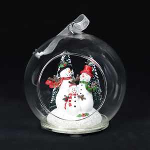 Kustom Jelas Terbuka Depan Tangan Ditiup Kaca Pohon Natal Adegan Bola Menggantung Ornamen Ide Dekorasi Kerajinan Natal Pernak-pernik - Product Image 5
